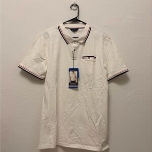 Ben Sherman White Polo with Black and Red Accents